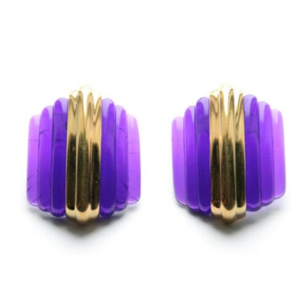 Vintage 80s Parklane Gold and Lucite Modernist Earrings